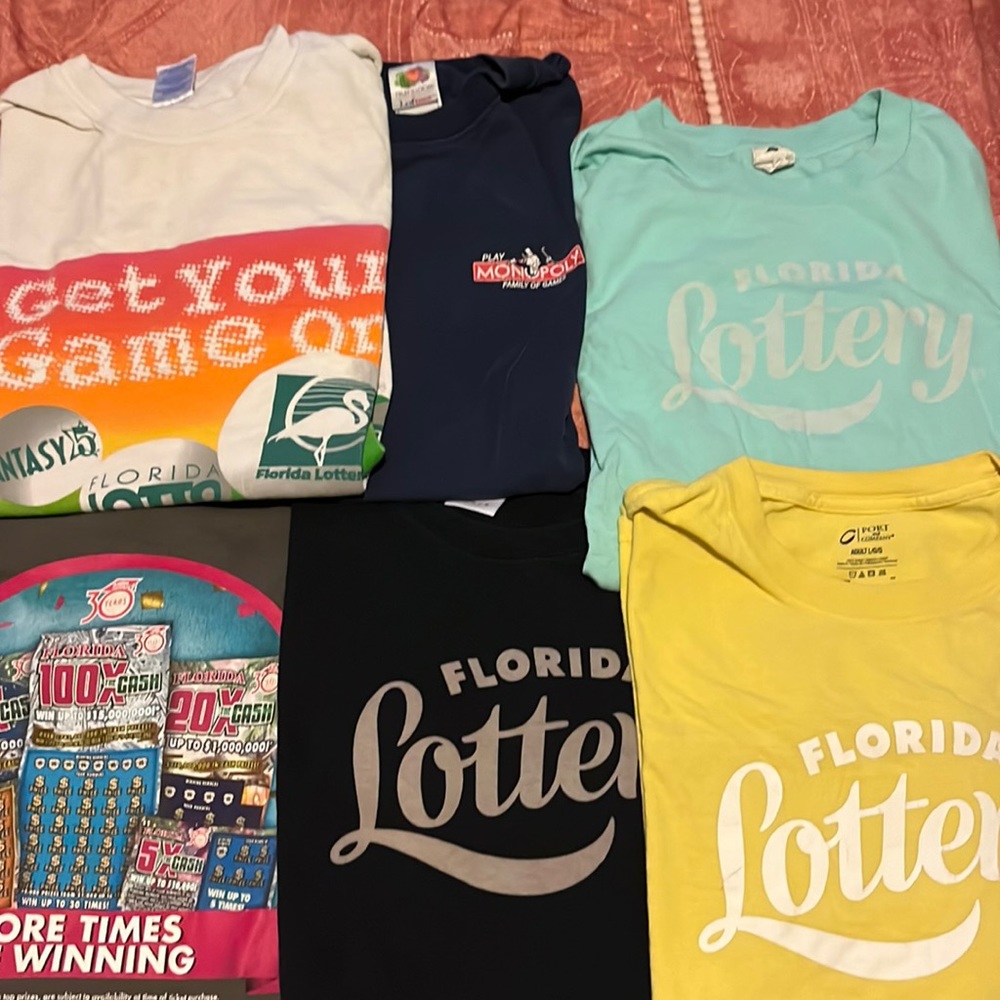 Lot of Florida Lottery Shirts!